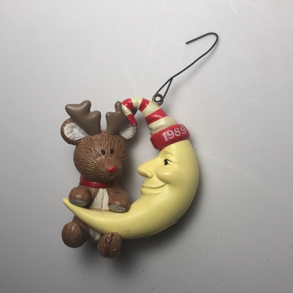 1989 Christmas Ornament Hello Moon Reindeer